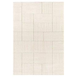 ELLE Decoration Castres Tapis de salon Moderne et Moelleux à Poils Courts – Aspect Scandi - Effet Profond - Moderne - Doux - pour salon, Chambre, Cuisine ou Salle à Manger - Crème - 160 x 230 cm