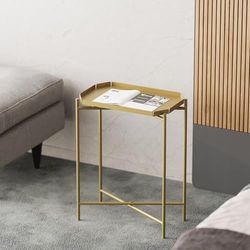 Hanah Home Elegancki złoty metalowy stolik kawowy, 26 x 40 x 56 cm | 100% wytrzymała metalowa konstrukcja, waga 3,11 kg, idealny do nowoczesnych przestrzeni życiowych