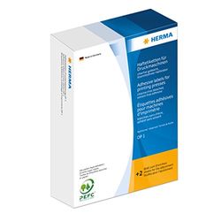 HERMA Self-Adhesive Labels for Printing Machines, 5000 Pieces, 25 x 40 mm, Sheet Size 168 x 120 mm, DP1, with Gripper and Feed Edge, Matte, Blank Paper Stickers, White