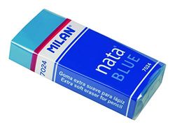 Caja 24 Gomas de plást. calidad NATA en color azul con funda