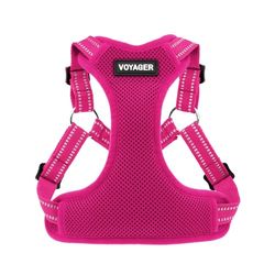Best Pet Supplies Voyager Harnais réglable pour Chien avec Bandes réfléchissantes – Gilet Robuste Anti-Traction avec Anneau en D pour Laisse, Respirant, Fuchsia, Taille XL