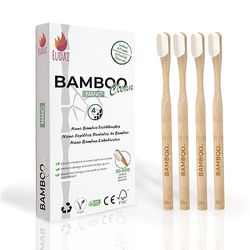 Bamboo Clean Nano bamboe tandenborstels, 20.000 zachte en organische nanoborstels, BPA-vrij, set van 4 borstels, natuurlijk, milieuvriendelijk, biologisch afbreekbaar en composteerbaar, voor het hele