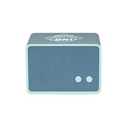 Altoparlante wireless Bluetooth con "Hey tu! Accendimi!". marchio Mr. Wonderful con 3-4 ore di autonomia. Forma rettangolare e colore blu.