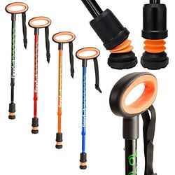 Flexyfoot Shock Absorbing Oval Handle Walking Stick - Improved Comfort, Improved Safety, Improved Grip – Colour: Black