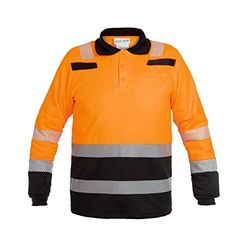 Hydrowear 040470OB-L TOKIO Trendy High Visible Line Polo Shirt, Hi-Vis Orange/Zwart, Maat L