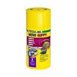 JBL PRONOVO Guppy Flakes, alimento básico para Guppys y Otros Peces Ovoviviparos de 3-10 cm, Copos para Peces, Talla S, 100 ml