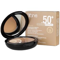 Tahe Bioprotector compacto solar mineral facial con protección 50+ con color mimético, 0% filtros químicos, 15 ml