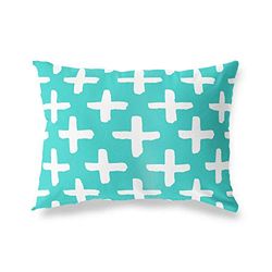 BonaMaison Fundas para Cojínes, Turquesa-Blanco Funda de Almohada para Sofá Coche Silla Oficina Cama Decorativa Moderna Decoración del Hogar, 45x60 Cm - Diseñado y Fabricado en Turquía