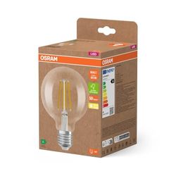 OSRAM LED lampada a risparmio energetico, globo a filamento, E27, bianco caldo (3000K), 4 watt, sostituisce la lampadina da 60W, altamente efficiente e a risparmio energetico, confezione da 1
