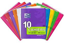 OXFORD EasyBook 10 geniete notitieboeken, klein, 17 x 22 cm, 48 pagina's, grote ruitjes, Seyès, 90 g, verschillende kleuren