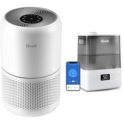 Levoit Air Purifier for Home Bedroom with HEPA & Carbon Air Filters CADR 187 m³/h, 80m² & Humidifier for Bedroom Baby Home, 6L Large Tank, Top-Fill Cool Mist Air Humidifier