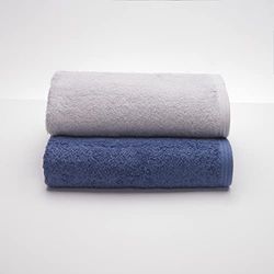 Sancarlos - Juego de 2 Toallas Ocean Duo de Baño, Color Gris y Azul Oscuro, 100% Algodón, 550gr/m2