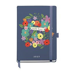 Miquelrius - Agenda anual 2023 - Semana Vista - Tamaño Journal 122 x 168 mm - Cubierta rígida - Encuadernación cosida - Español, Inglés y Portugués - Flores