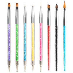 8 Pcs Kit de Pinceau Nail Art Ongles, Brosses de Ongle Art, 5 Pcs Dotting Pen Strass Nail Art Dotting Tools avec 3 Nail Art Design Pinceaux pour Nail Art