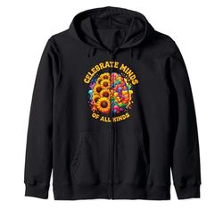 Celebrate Minds Of All Kinds Neurodiversity Autism Awareness Zip Hoodie