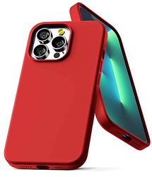 GOOSPERY Silicone liquido compatibile con iPhone 13 Pro, Silky-Soft Touch, protezione completa del corpo, in silicone liquido antiurto, con morbida fodera in microfibra (rosso)