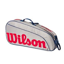 WILSON Junior Tennis Racket Bag - Grijs/Rood, Geschikt voor maximaal 3 rackets