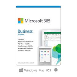 Microsoft 365 Business Standard | per 1 persona | fino a 5 PC/Mac + 5 dispositivi mobili + 5 tablets | 1 abbonamento annuale | scatola