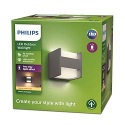 Philips myGarden, Applique murale d'extérieur LED Arbor [anthracite] 2 x 4,5 W. Pour l'éclairage du jardin et de la terrasse, blanc chaud 2700K