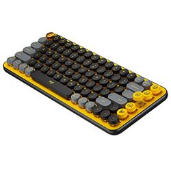 Logitech POP Keys Mechanical Wireless Keyboard with Customizable Emoji Keys, French AZERTY Layout - Yellow/Black