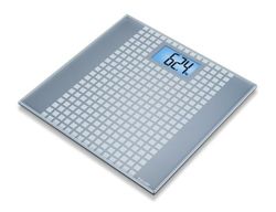 Beurer GS206 - Báscula de baño de vidrio, diseño de cuadros, color plateado (756.63)