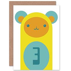 Wee Blue Coo Tarjeta de felicitación de cumpleaños Infantil con diseño de ratón, 3 años