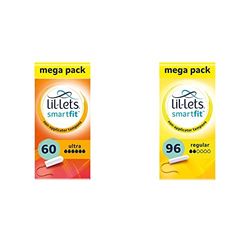 Lil-Lets Non-Applicator Ultra Tampons X 60 | 6 Packs of 10 | Extremely Heavy Flow & Non-Applicator Regular Tampons X 96 | 6 Packs of 16 | Light to Medium Flow