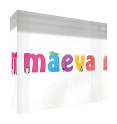 Little helper herinnering deco acryl transparant gepolijst als diamantstijl illustratief bont met de naam meisjesnaam Maeva 7,4 x 10,5 x 2 cm klein