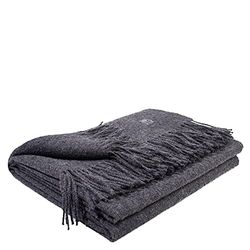 Zoeppritz Since 1828 Couverture Classique en alpaga 100% Laine d'alpaga Unie avec Franges Anthracite 130 x 200 cm