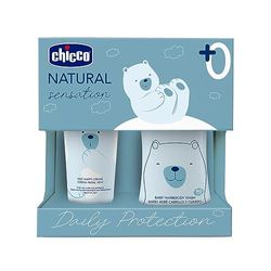 CHICCO Set Cosmetico Natural Sensation con Bagno Shampoo Senza Lacrime 200 ml e Pasta Lenitiva 100 ml per bambini, Set Cambio, Idea regalo