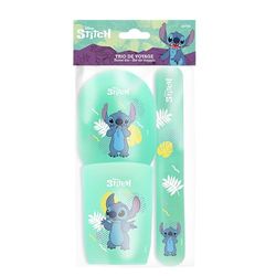 DISNEY Stitch – Trio Gobeleterie Voyage – Étui Brosse à Dents, Gobelet, Étui à Savon – Plastique Résistant – Design Pratique – Accessoire Salle de Bain Enfant - Produit Officiel Disney