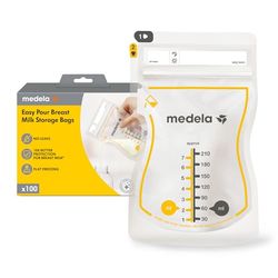 Medela Gemakkelijk Giet Moedermelk Opbergzakken, 100pcs 210ml, Wegwerp Lekvrije Moedermelk Zakken met Melk Bescherming, Borstvoeding Essentials