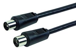 Slank antenn anslutningskabel 75 dB, IEC kontakt > IEC uttag, 2-delad skärm, 75 ohm, digital, HDTV, DVB-C/DVB-T2 5,0 m svart