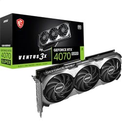 MSI GeForce RTX 4070 SUPER 12G VENTUS 3X OC Gaming Graphics Card - 12GB GDDR6X, PCI Express Gen 4, 192-bit, 3x DP v 1.4a, HDMI 2.1a (Supports 4K & 8K HDR)