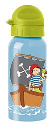SIGIKID Termosflaska i rostfritt stål Sammy Samoa, läckagesäker, BPA-fri, robust, lätt, skruvlock demonterbar, lätt att rengöra, för barn 3–8 år, artikelnr 25290, pirat/blå-grön 400 ml