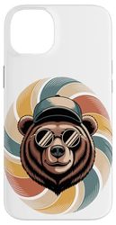 Tourbillon Rétro Ours Lunettes de Soleil Coque pour iPhone 14 Plus