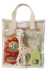 Sophie la Girafe Pasgeboren Essentials Baby Gift Bag met 3 Baby speelgoed, Sophie de Giraffe Tandjes speelgoed, bijtring en Baby rammelaar speelgoed, geschikt voor pasgeboren baby's (speelgoed kleur