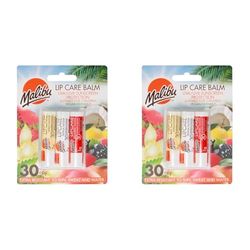 Malibu Sun SPF 30 Lip Balm Sunscreen, Vanilla, Tropical, Strawberry 3 x 5g (Pack of 2)