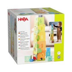 HABA Dados casa – Juego de 10 Piezas de cartón Resistente – promueve la motricidad y la comprensión de los números, a Partir de 12 Meses, apilables para Ahorrar Espacio, 2010937001, Multicolor