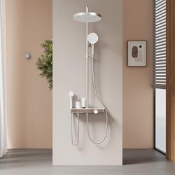EMKE Columna de Ducha Termostática, Ducha Infantil, 320mm ducha de lluvia de gran tamaño,4 Salidas de Agua, Fácil Instalación,Cromado,1070x550x409 mm,Altura Adjustable 800-1200mm