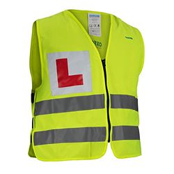 Oxford Bright (XL/2XL). High Viz Zipped Vest with L (Learner Plate), Yellow