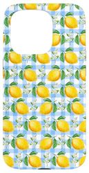 Lemon Gingham summer Aesthetic Vintage Girly Preppy Cute Case for iPhone 15 Pro