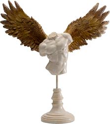 Kare Design Deco Figurine Guardian Angel Male, White, Gold, Elegant, Each Piece Unique, Handpainted Statue, Gift Idea, Decorative Home Accessories, Room Decor for Living Room, 45 x 48 x 14 cm (H/W/D)