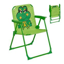 Relaxdays Chaise Pliante pour Votre Enfant, Grenouille, H x L x P : 51,5 x 36 x 37,5 cm, pour l'extérieur, Multicolore