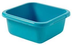 CURVER Bacino quadrato da 10 litri - Grande ciotola in plastica per la casa e la cucina - Adatto per pediluvi e pedicure - Cestino per il bucato e impilabile - Per il bucato, lavare le verdure - Turchese