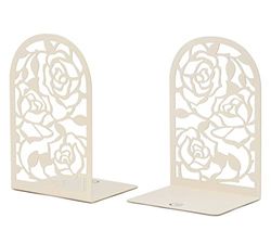 CNK Book Ends, Premium BookEnds for Book Shelves, Metal Book Ends for Home Office Heavy Books, Book Shelf Holder, Home Decorative, Book Stoppers, Book Holder Rose Bookend White