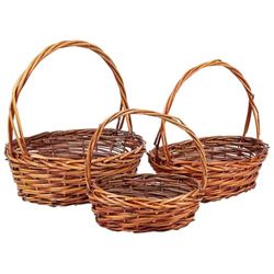 Cestas de mimbre set 3 pzas marron