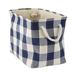 DII Collapsible Bin with Handles, Polyester, Navy & Off-White, Medium Rectangle, 16x10x12