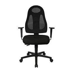 Topstar Free Art Chaise de Bureau Ergonomique avec accoudoirs réglables en Hauteur, Tissu, Noir, 61 x 65 x 127 cm