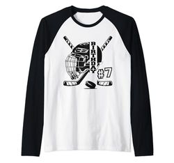 Abanico de hockey sobre hielo para niños de 7 años Camiseta Manga Raglan